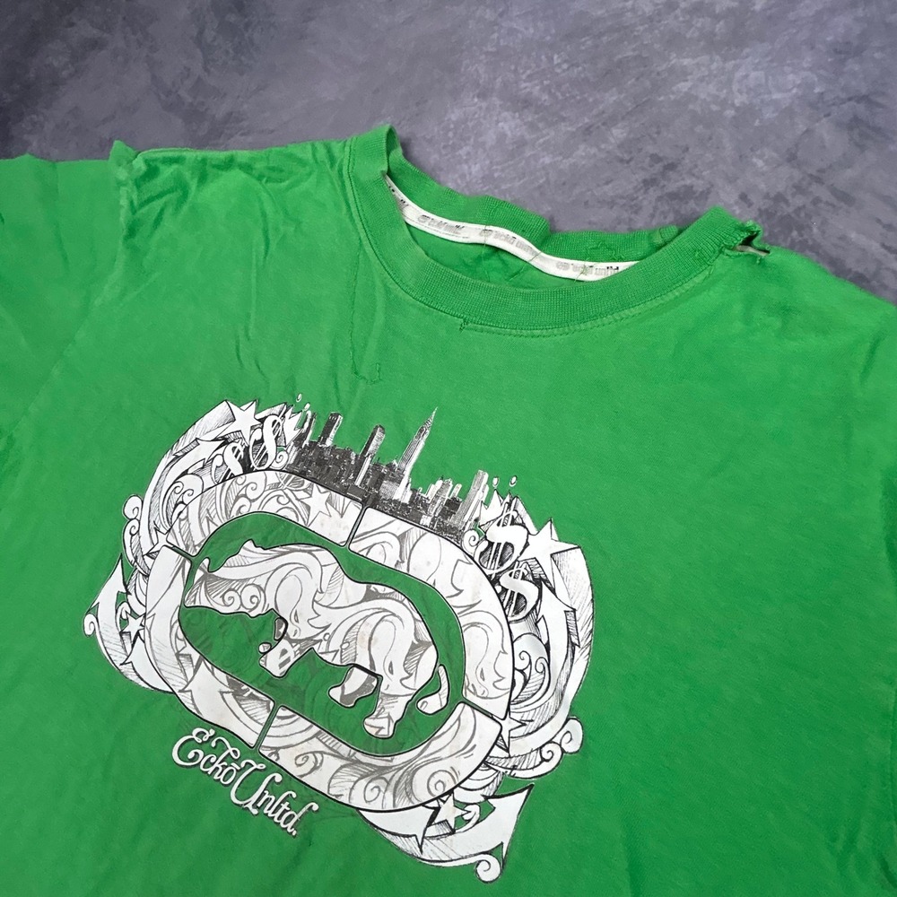 Vintage Ecko Unltd Graphic T-Shirt Green XL Y2K Rhino Skater Streetwear 0946 - Picture 3 of 8